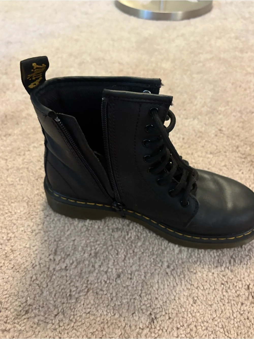 Dr. Martens Junior 1460 Softy T leather lace-up combat boots bin black